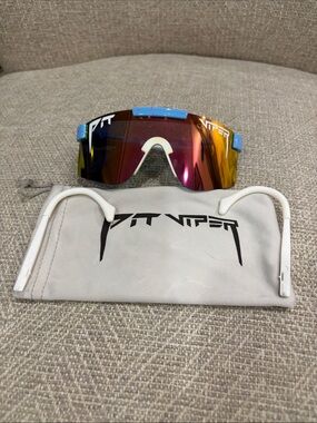 Pit Viper Sports Sunglasses - White blue pink speck Frame, Multicolor Lens